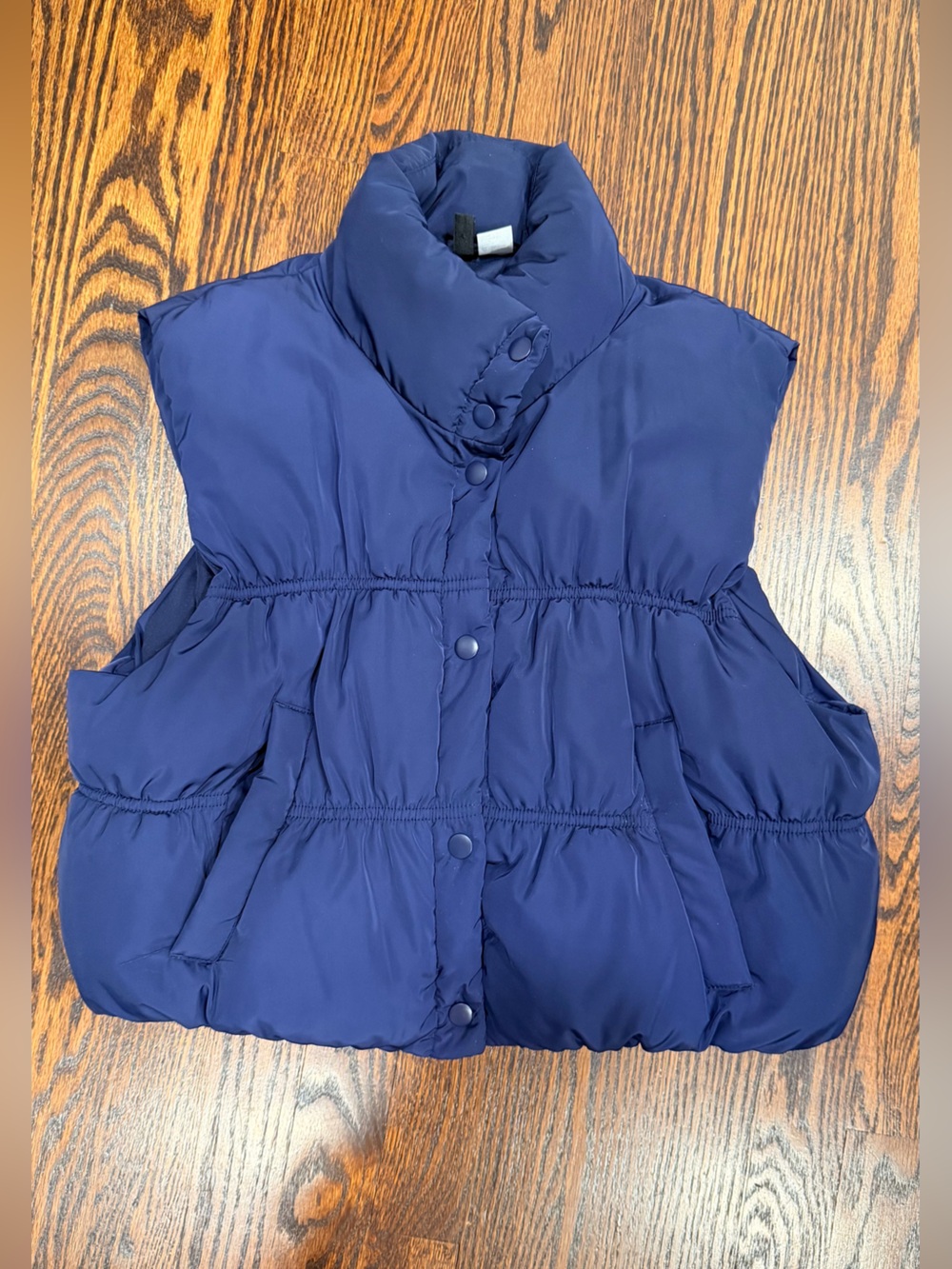 H&M Navy Puffer Vest - Quilted Sleeveless Jacket Vest - Size L